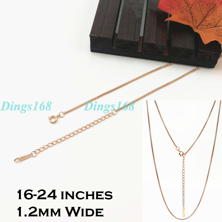 Unisex 18K Rose Gold Filled 1.2mm Thin Round Box Chain Necklace 17″- 24inch H208