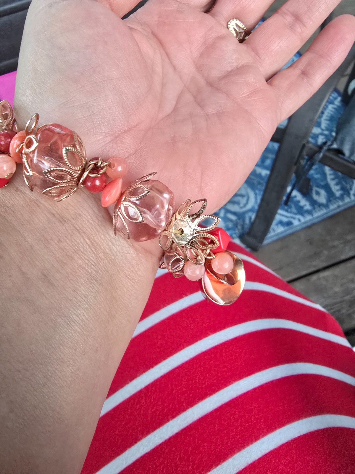 pink red and peach bracelet