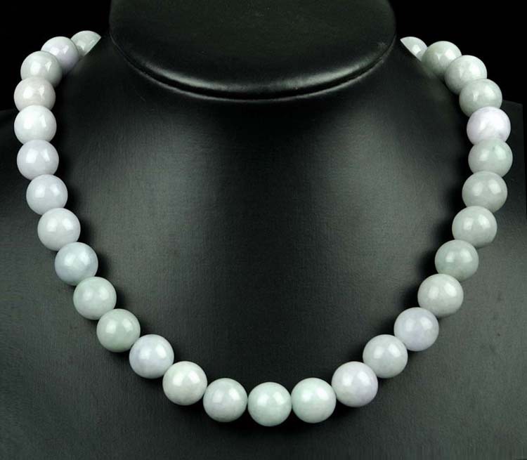 Certified 18″ A Grade Natural Jadeite Jade Beads Necklace