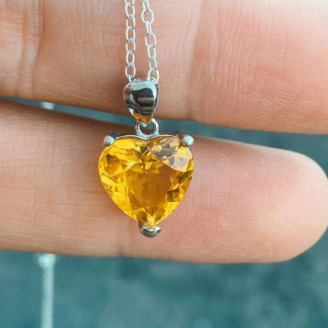 22.10 Ct Heart Cut Natural Citrine Sterling Sliver Pendant – Trending Gemstone