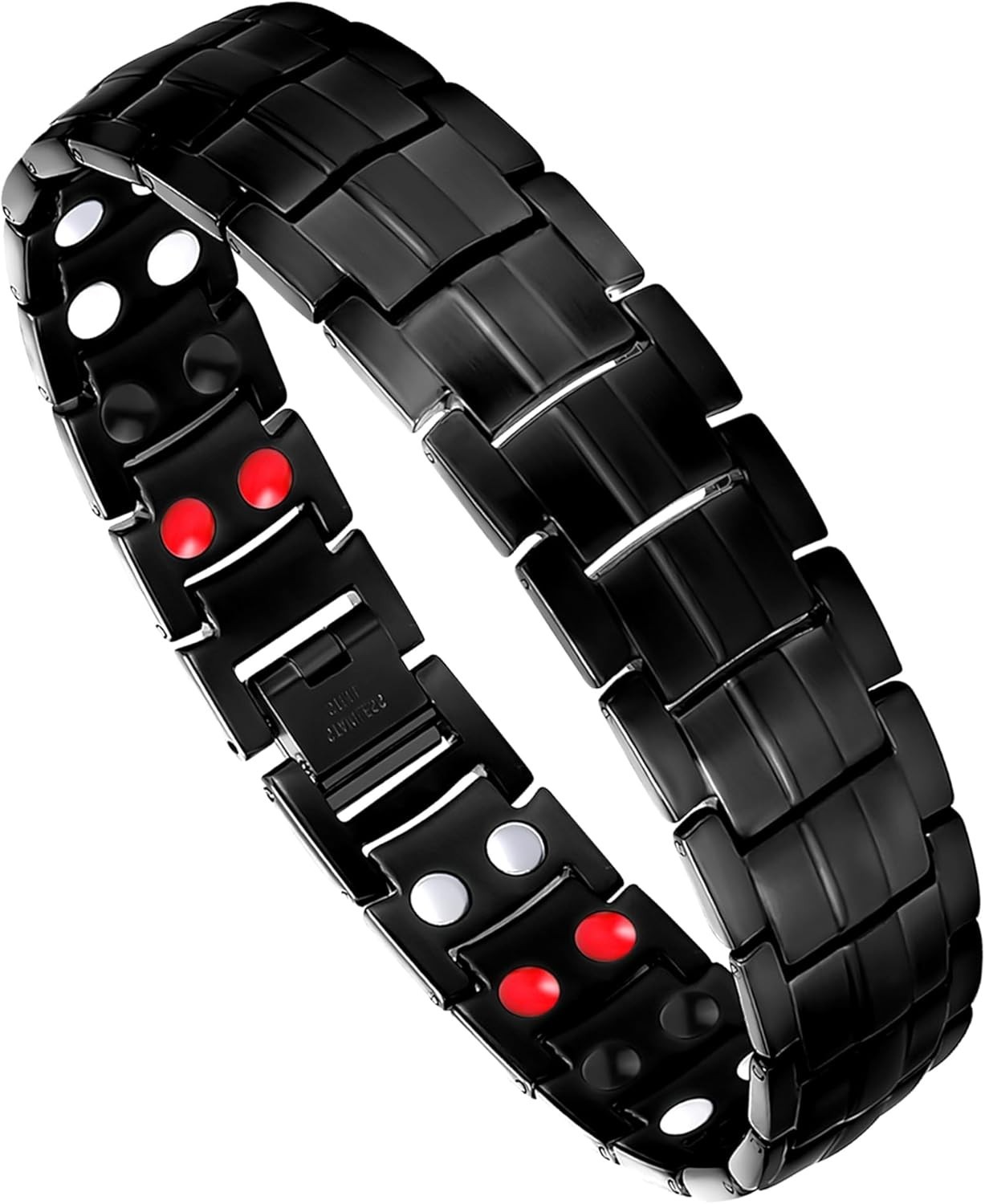 Feraco Mens Bracelet Magnetic Titanium Steel 4 Elements Magnets Bracelet, Black