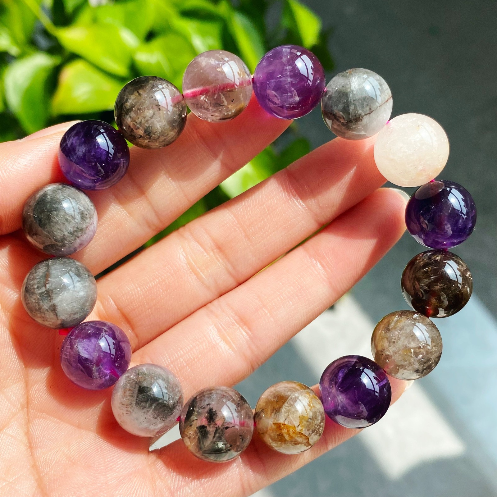 13-13.7mm Natural Auralite 23 Crystal Quartz Beads Bracelet 2895