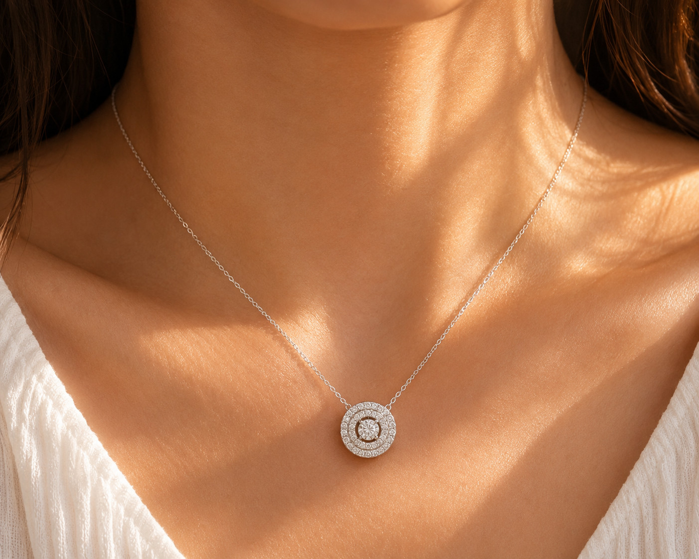 1Ct Round Cut Simulated Diamond Women Wedding Pendant 925 White Sterling Silver