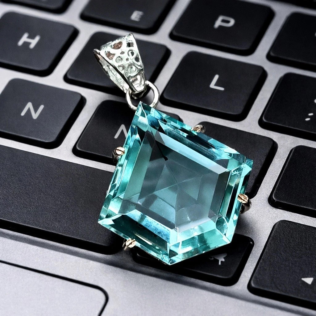 55.00 Ct Fancy Aqua Blue Natural Topaz 925 Solid Silver Pendant Loose Gemstone