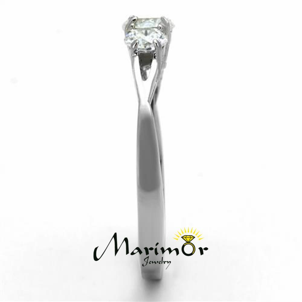 Women’s Three Stone .96 Ct Zirconia Stainless Steel Anniversary Ring Size 5-10