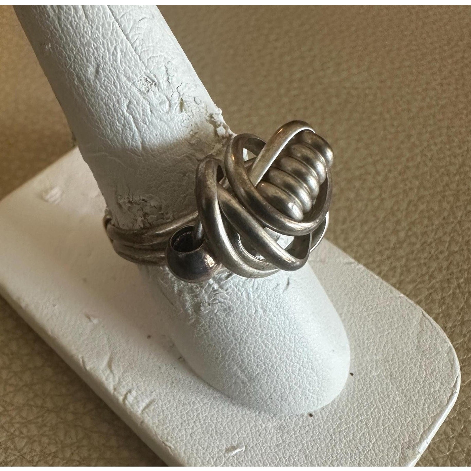 Fine Silver Wire Wrapped Ring with a 14k Gold Fill Wrapped Band Ring Size 8