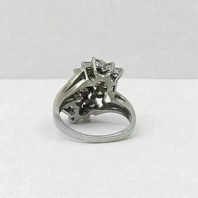 3Ct Simulated Diamond Waterfall Cluster Cocktail Ring White Gold Plated Silver