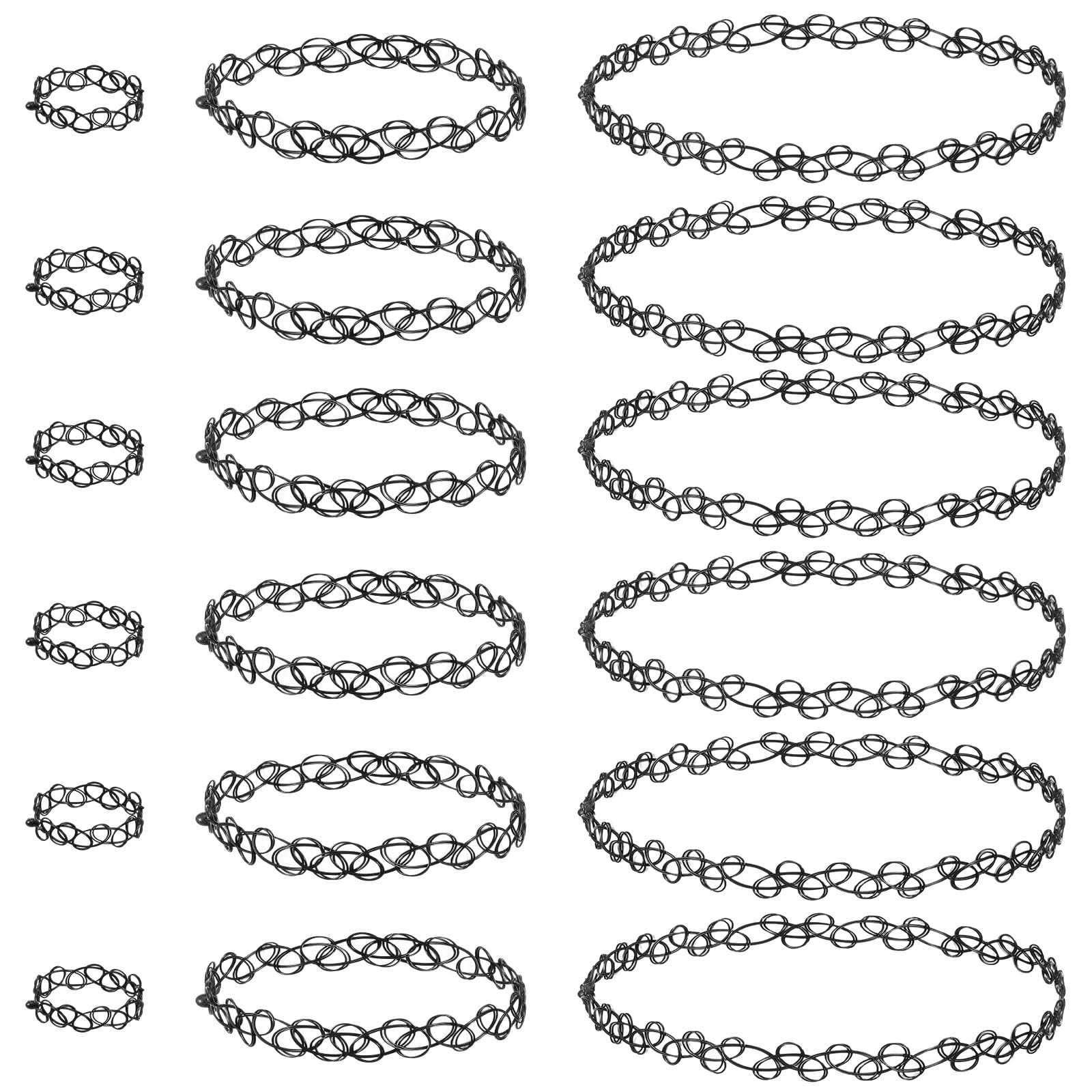 18 Pcs Tattoo Choker Necklace Bracelet and Ring Set 90s Gothic Choker Necklace