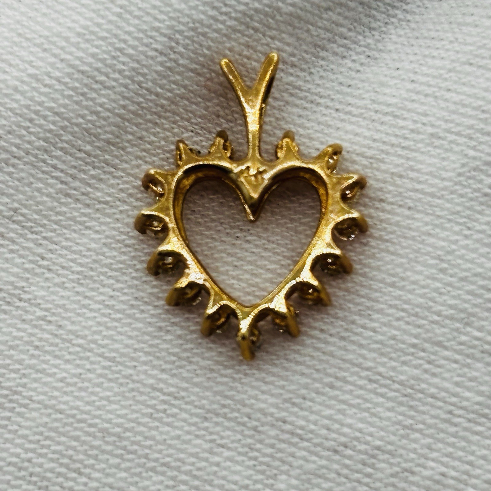 Gold Plated and CZ Pendant Open Heart .75″
