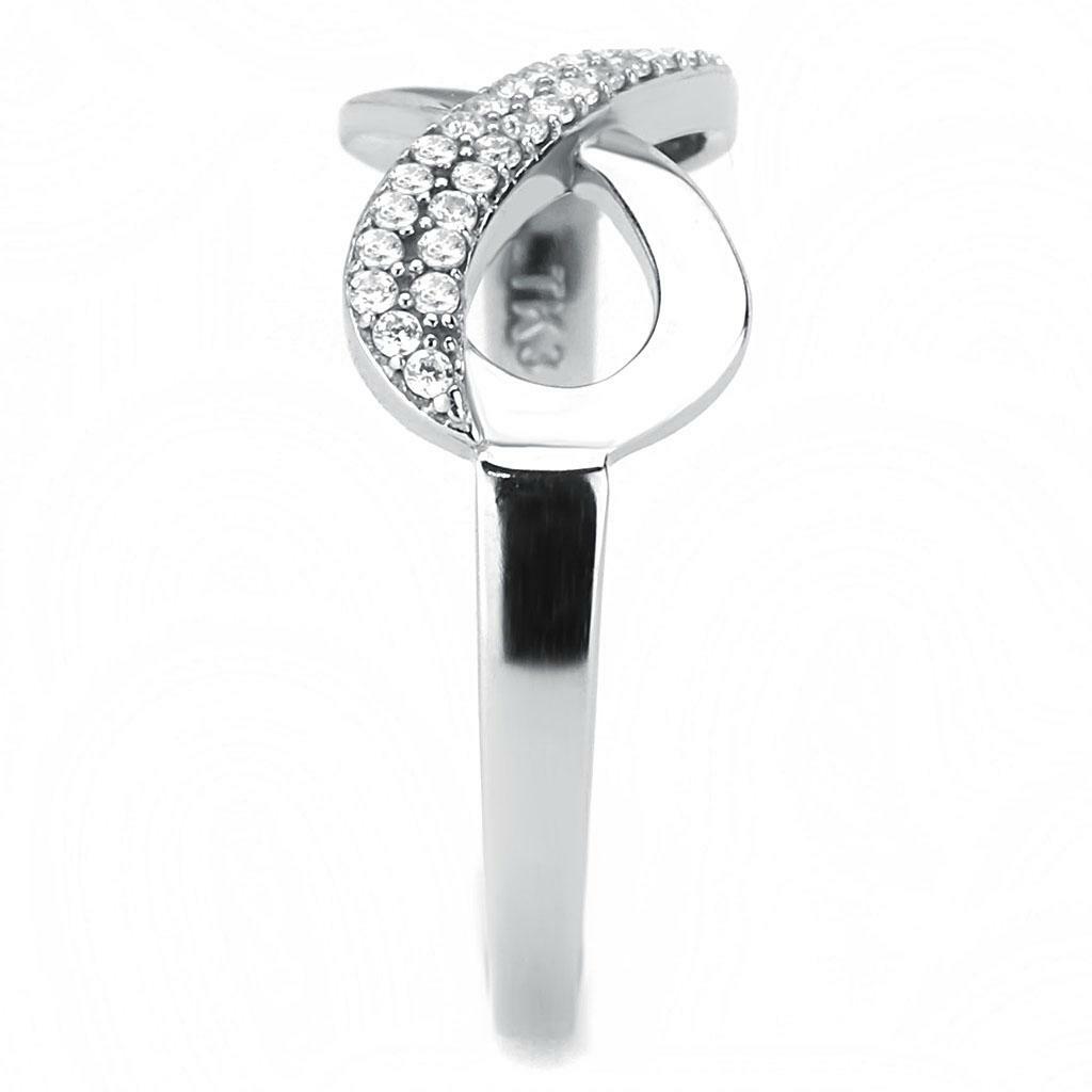 DA054 – High polished (no plating) Stainless Steel Ring with AAA Grade CZ in