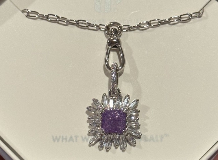 Bomb Party BP, NK53693-Never Not Beaming Necklace-Amethyst on Rhodium-NEW