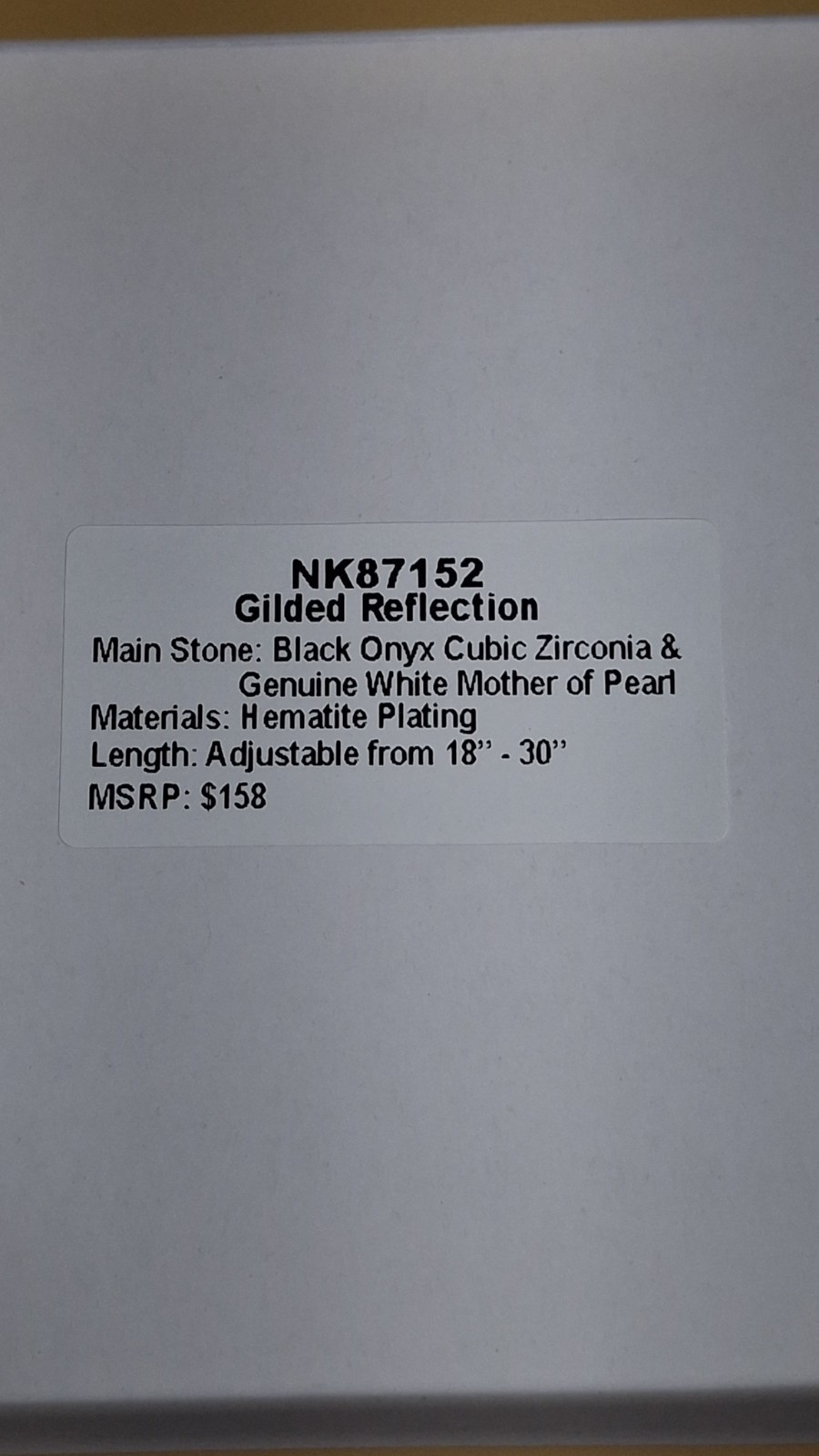 The Gem Society Black Onyx CZ Mother of Pearl Hematite Plated Necklace “NIB”