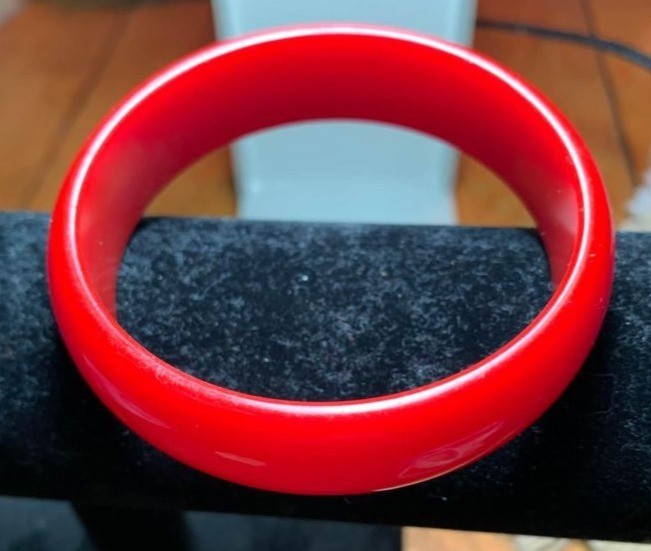 Red Bakelite Chunky Vintage Bracelet Bangle .75″ Diameter Art Deco Jewelry