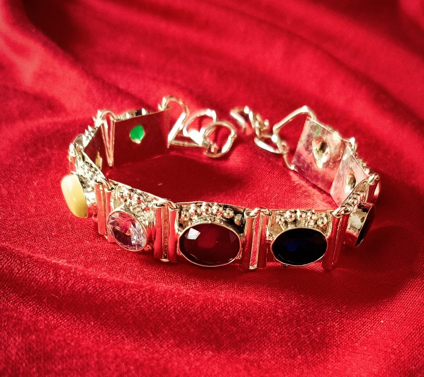 Navratan Bracelet Navratna Silver Chain Bracelets Birthstone Wristband Bracelet