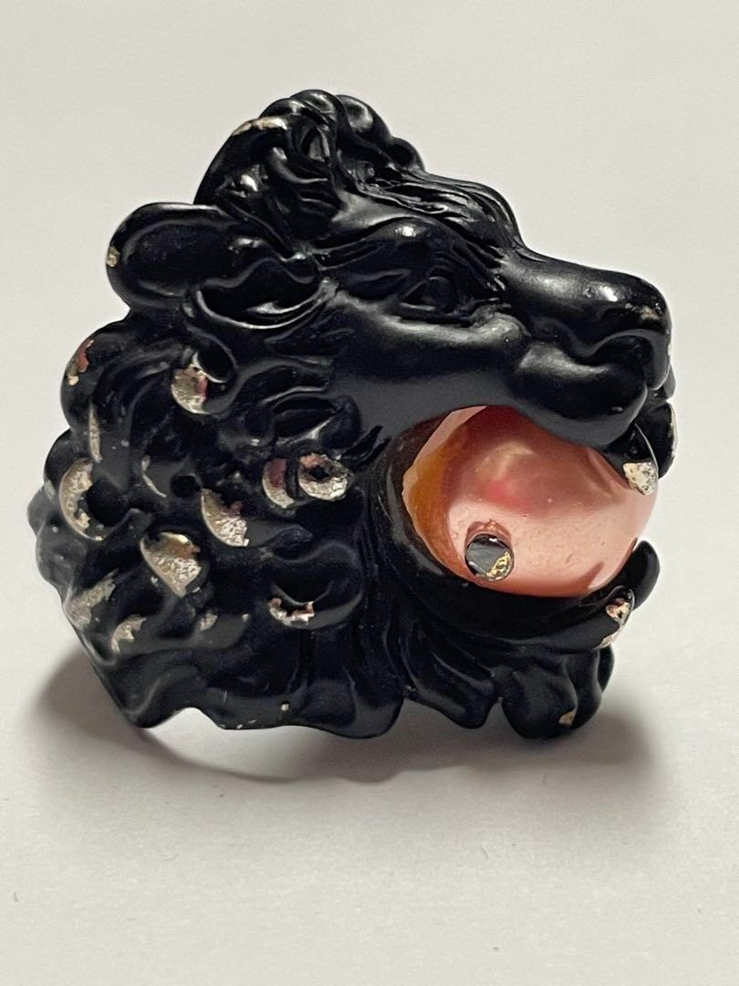 Gucci Lion Head Black Ring US6-6.5 Damaged With Original Box