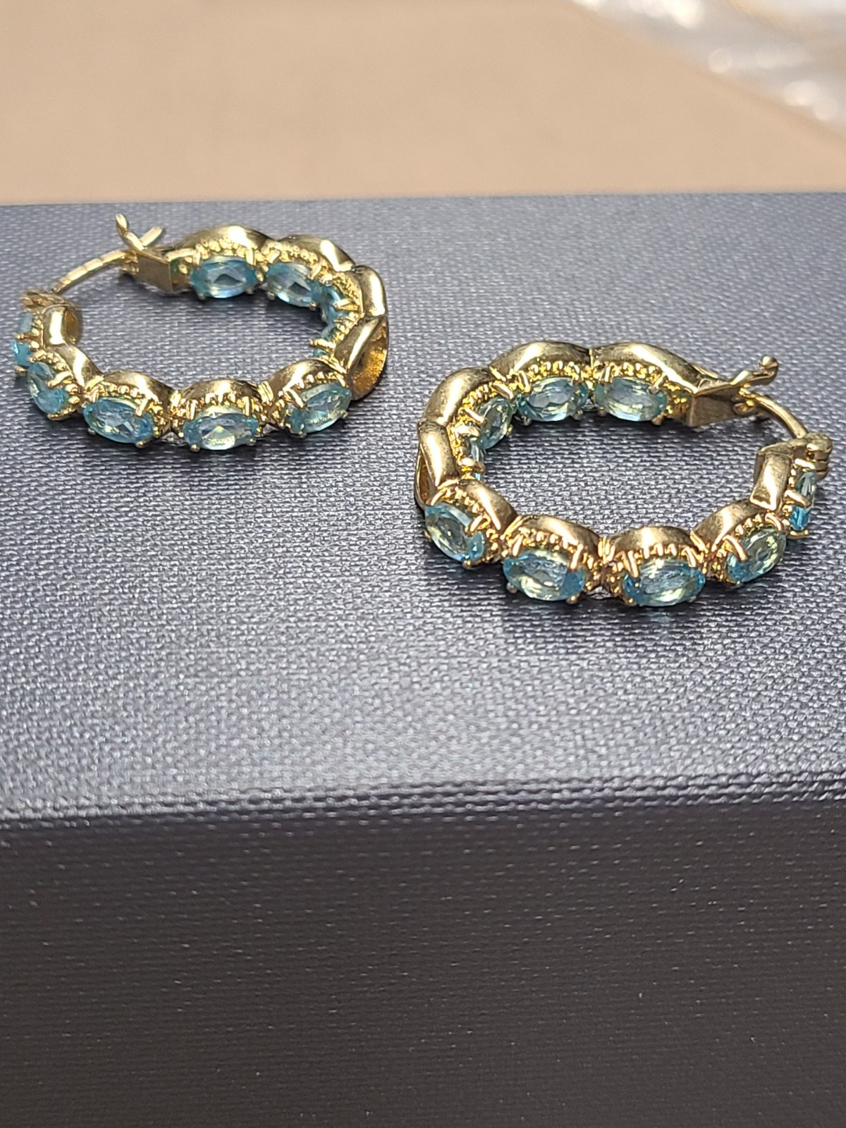 EverTrue Paraiba Apatite 4.20 ctw Hoop Earrings in 18K YG Plated