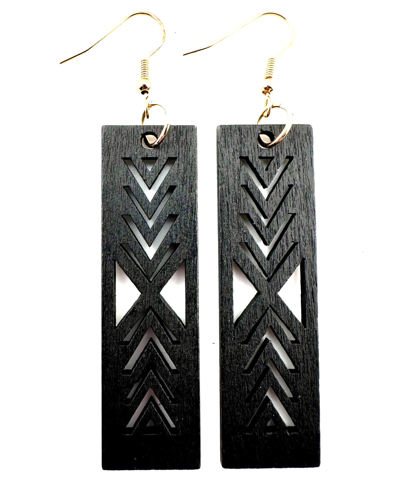 Black Arrow Stained Laser Cut Wood Bar Earrings
