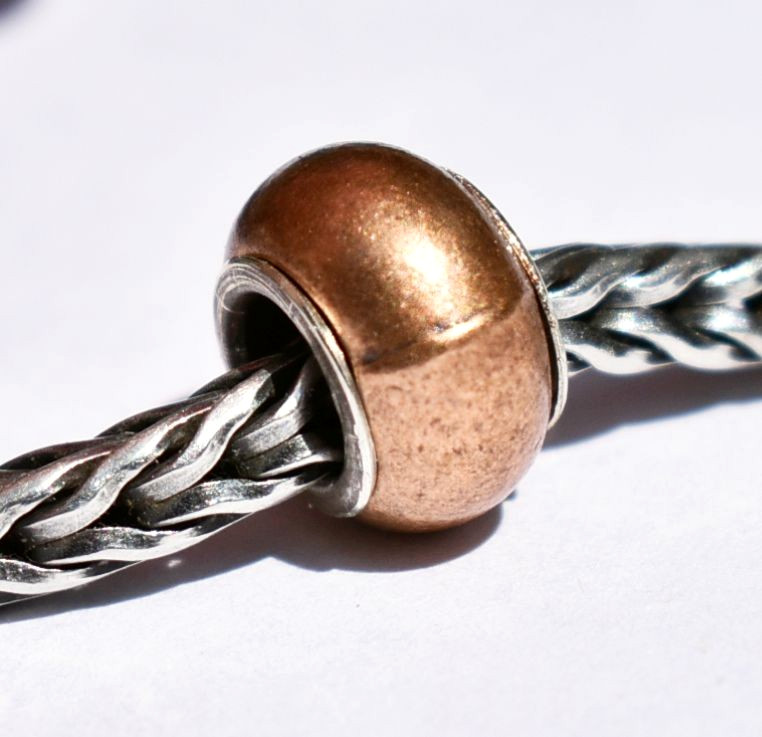 Copper charm bead, 9.5mm with full silver core, for European Charm Bracelets