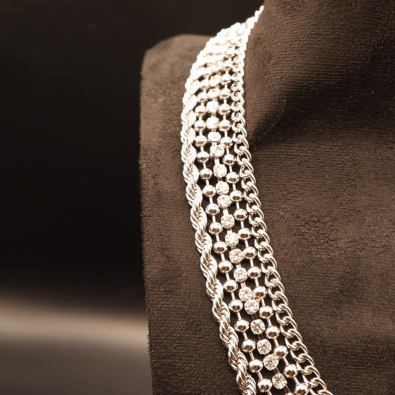 Butler & Wilson Multi Strand Necklace Silver Tone Signed Branded Rare