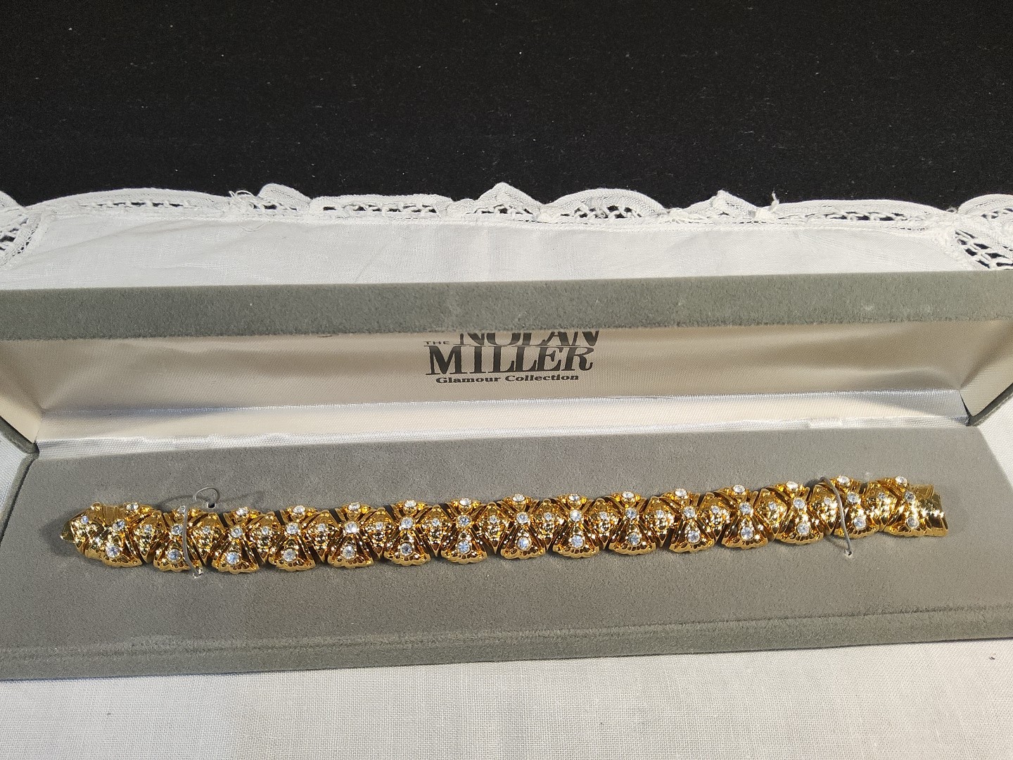 Nolan Miller Michigan Avenue Goldtone Clear Crystal Rhinestones Bracelet 8″
