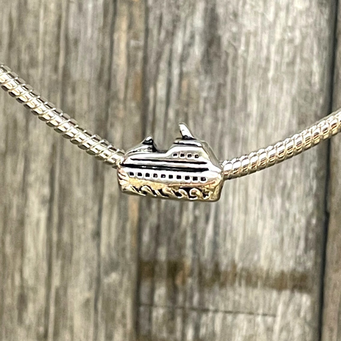 Cruise Ship Boat Cruising Vacation Ocean Beach Travel Silver European Charm Bead