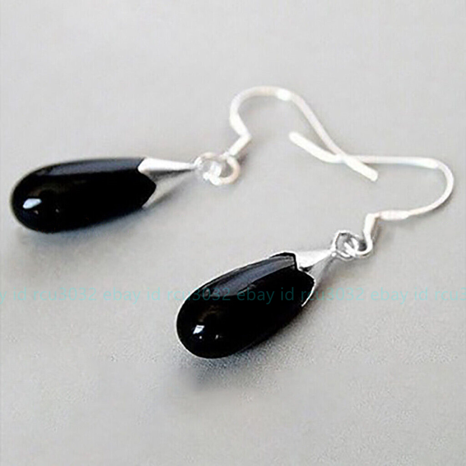 Natural 8x20mm Agate/Jade/Opal/Turquoise Gemstone Water Drop Dangle Hook Earring