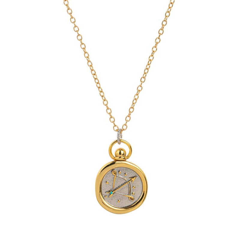 12 Zodiac Sign Constellation Charm Pendant Astrology Necklace Round Circle Chain