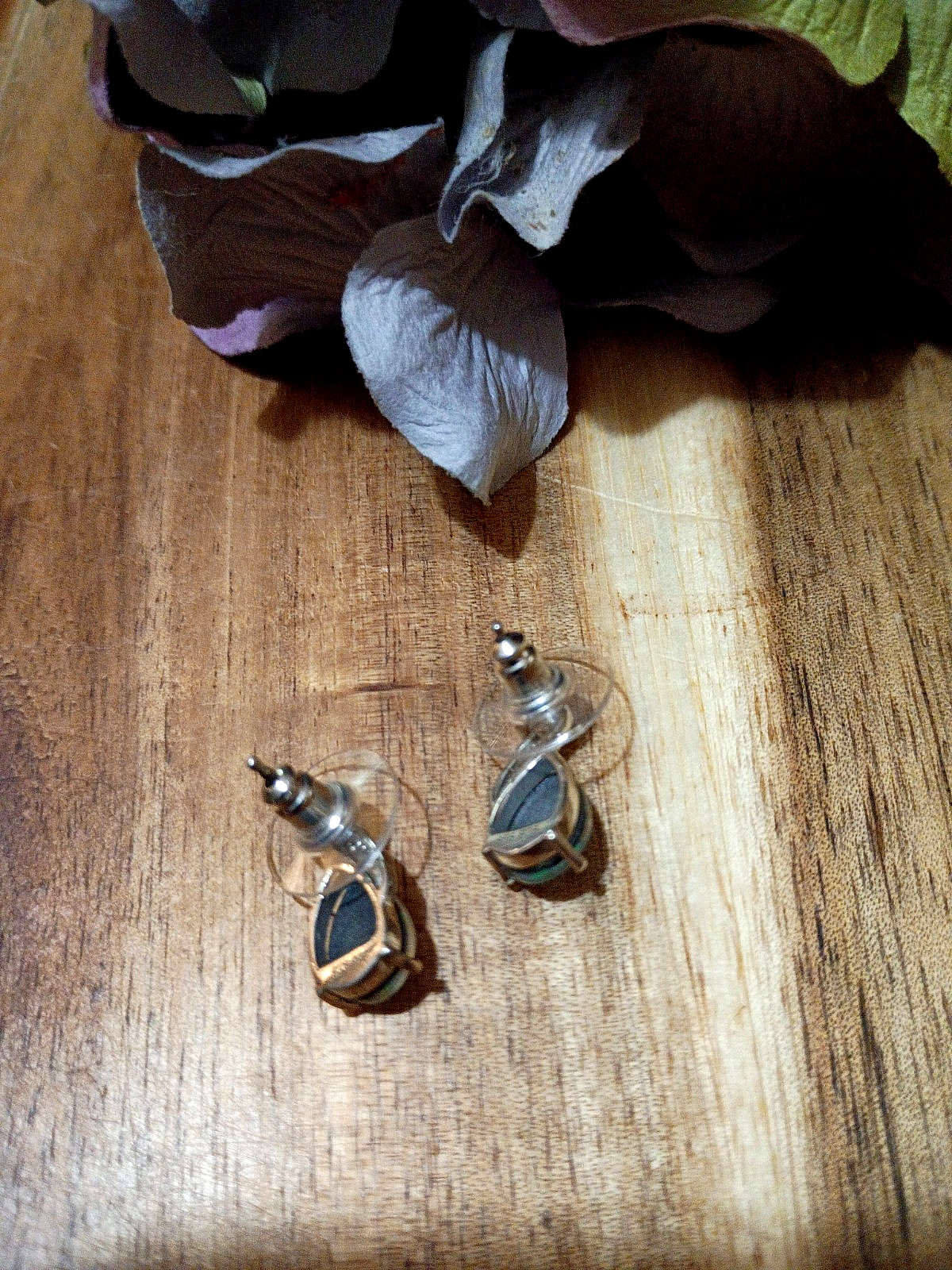 Vintage Mosaic Fire Opal Teardrop & Rhinestone 925 STS Post Earrings