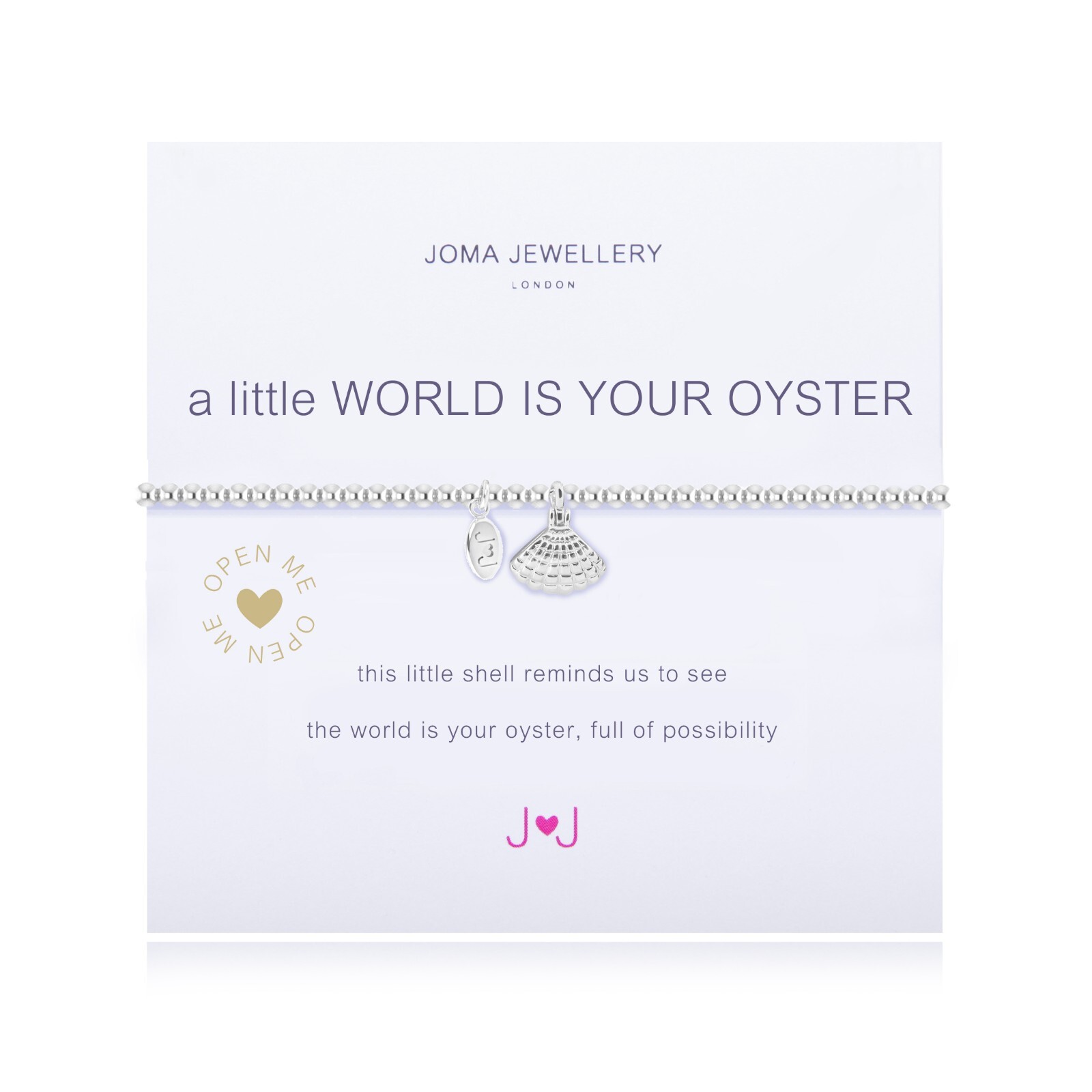 Joma Silver Plated Beaded Bracelet A Little WORLD IS YOUR OYSTER + Gift Bag
