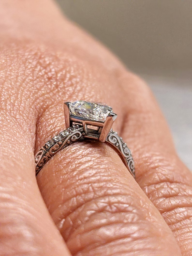 3.50Ct Trillion Cut Simulated Diamond Women Solitary Ring 14k White Gold Plated