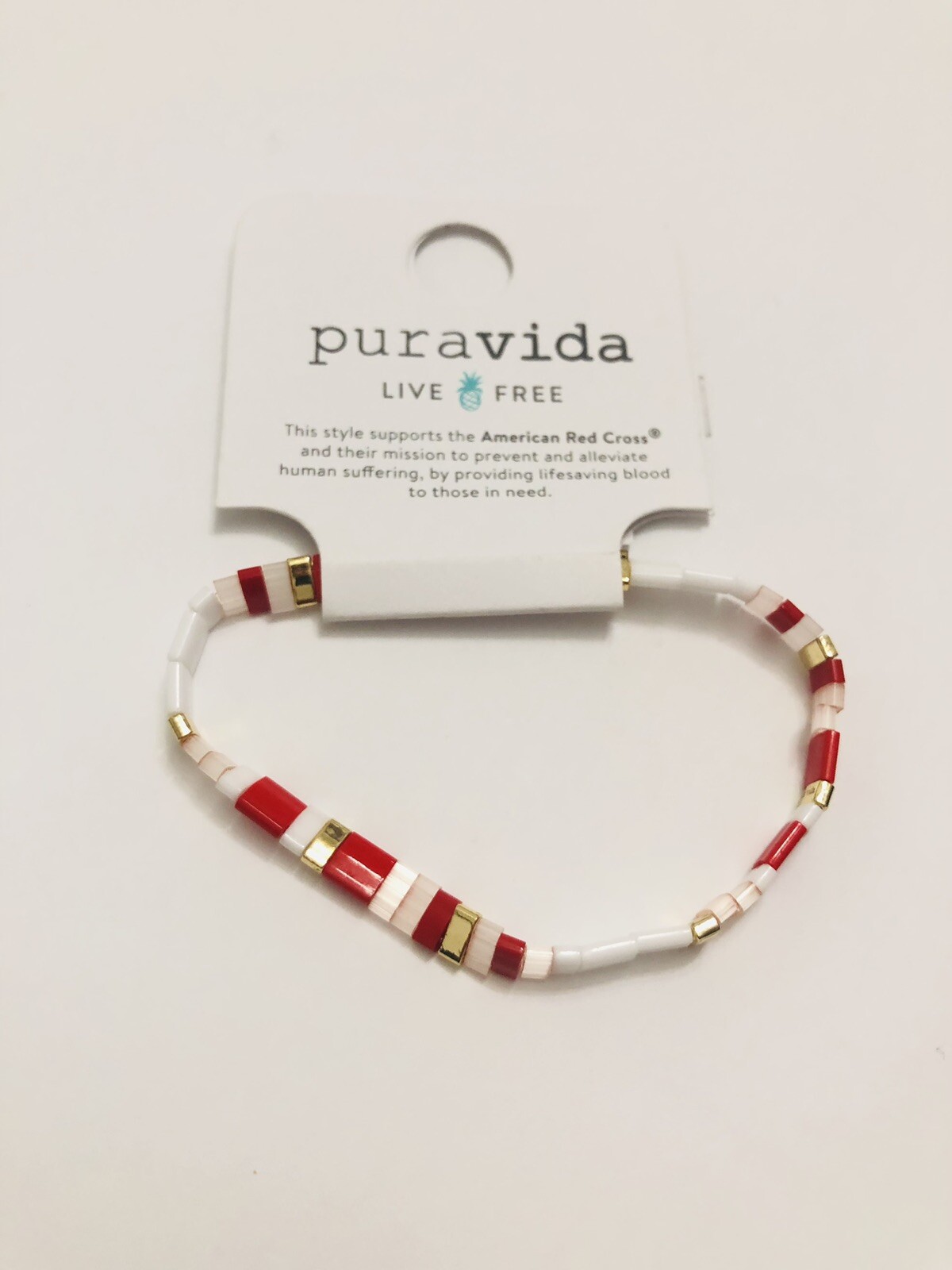 Pura Vida Cuteness Tile Glass / Brass Base With Gold Plating Polyester Bracelet