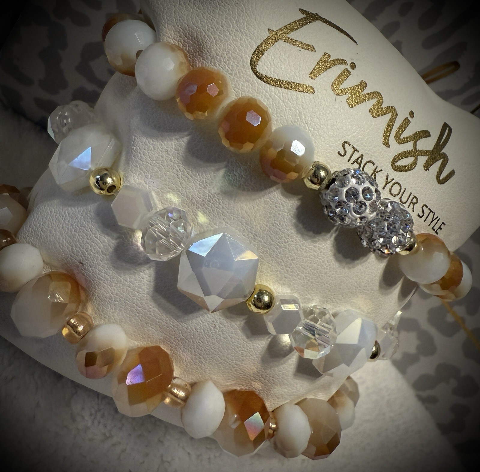 New ERIMISH Bracelets- 3 Pc – Caramel, White & Gold-CHOICE OF STYLE #1, #2 or #3