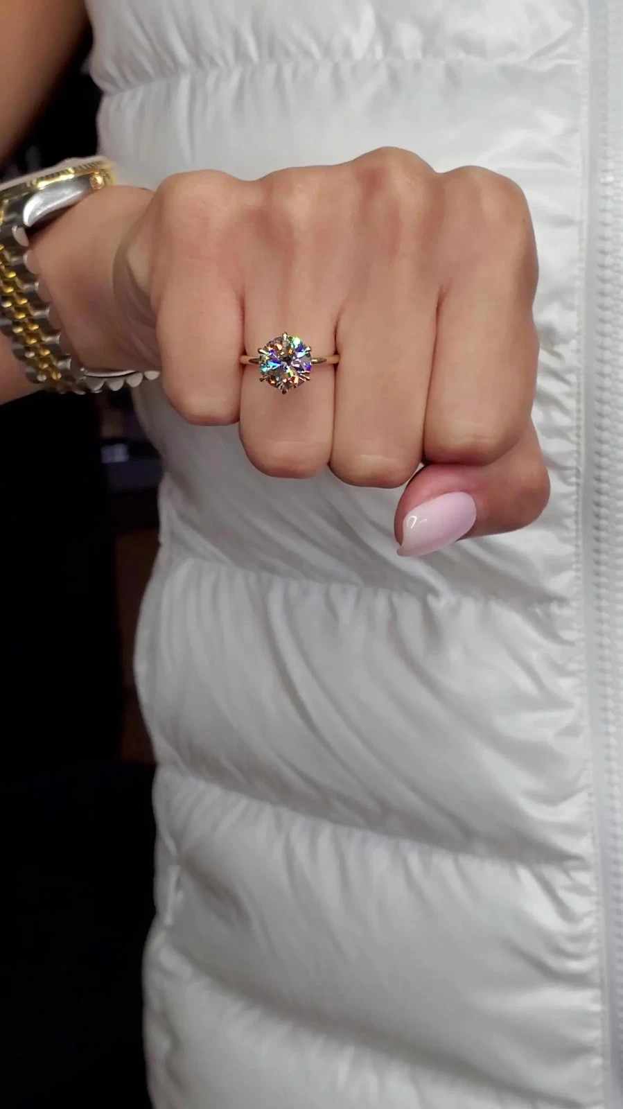 Round Moissanite Ring, Round Engagement Ring, Promise Ring, Bridal Ring For Her