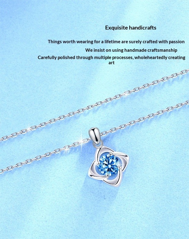 Elegant Moissanite Clavicle Pendant Necklace Luxury Trendy Women Jewelry Gift