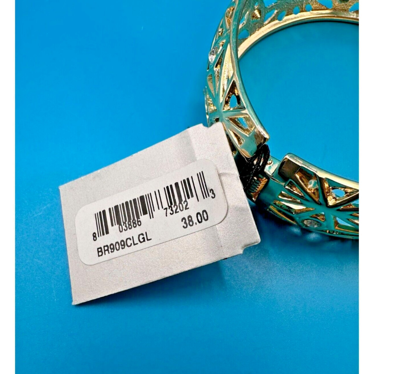 Sequin Bracelet NWT Gold-Tone Interlocking Clamper/Hinged Crystal Accent Stones