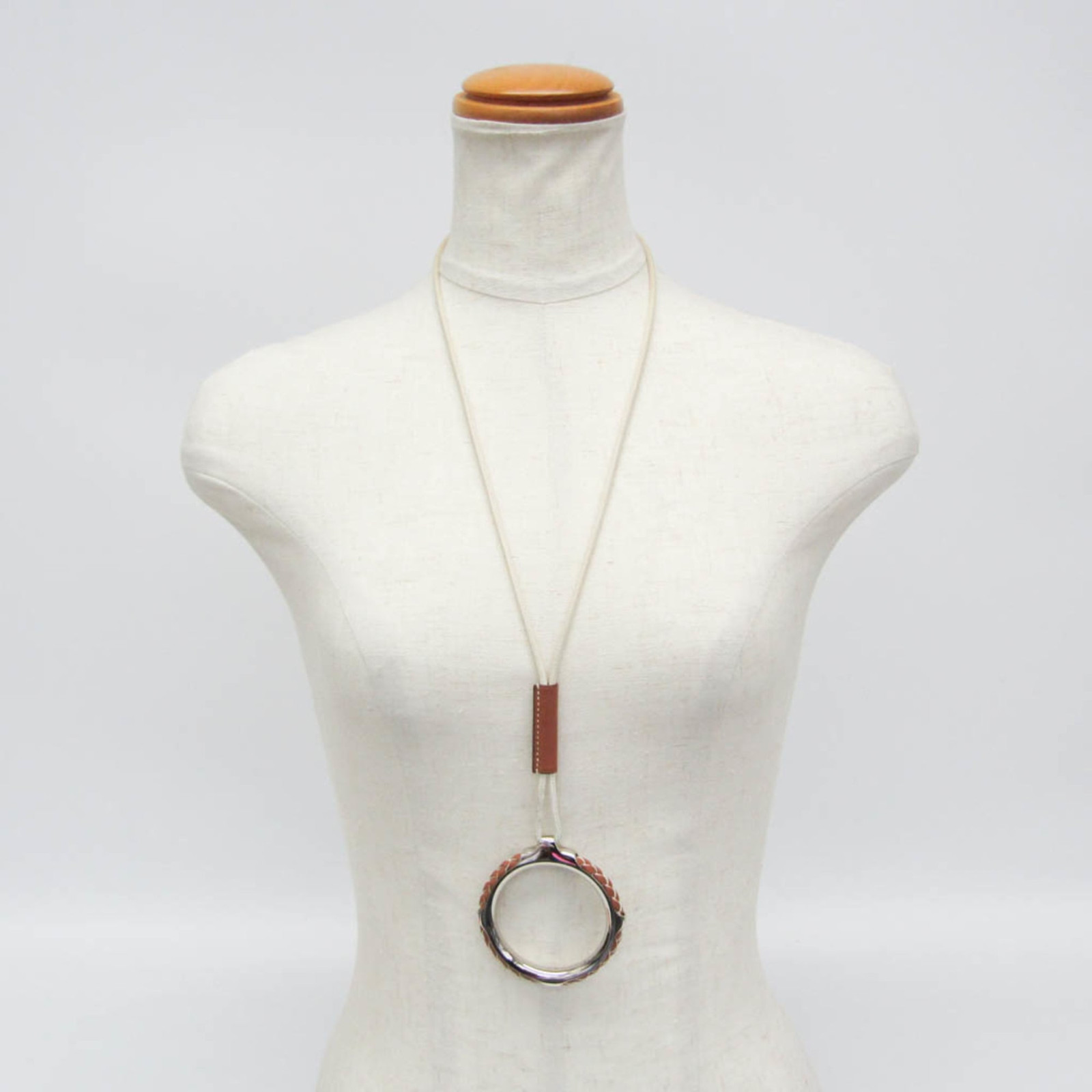 Hermes Loop Grand Kyoto Tresse Metal,Swift Leather Necklace