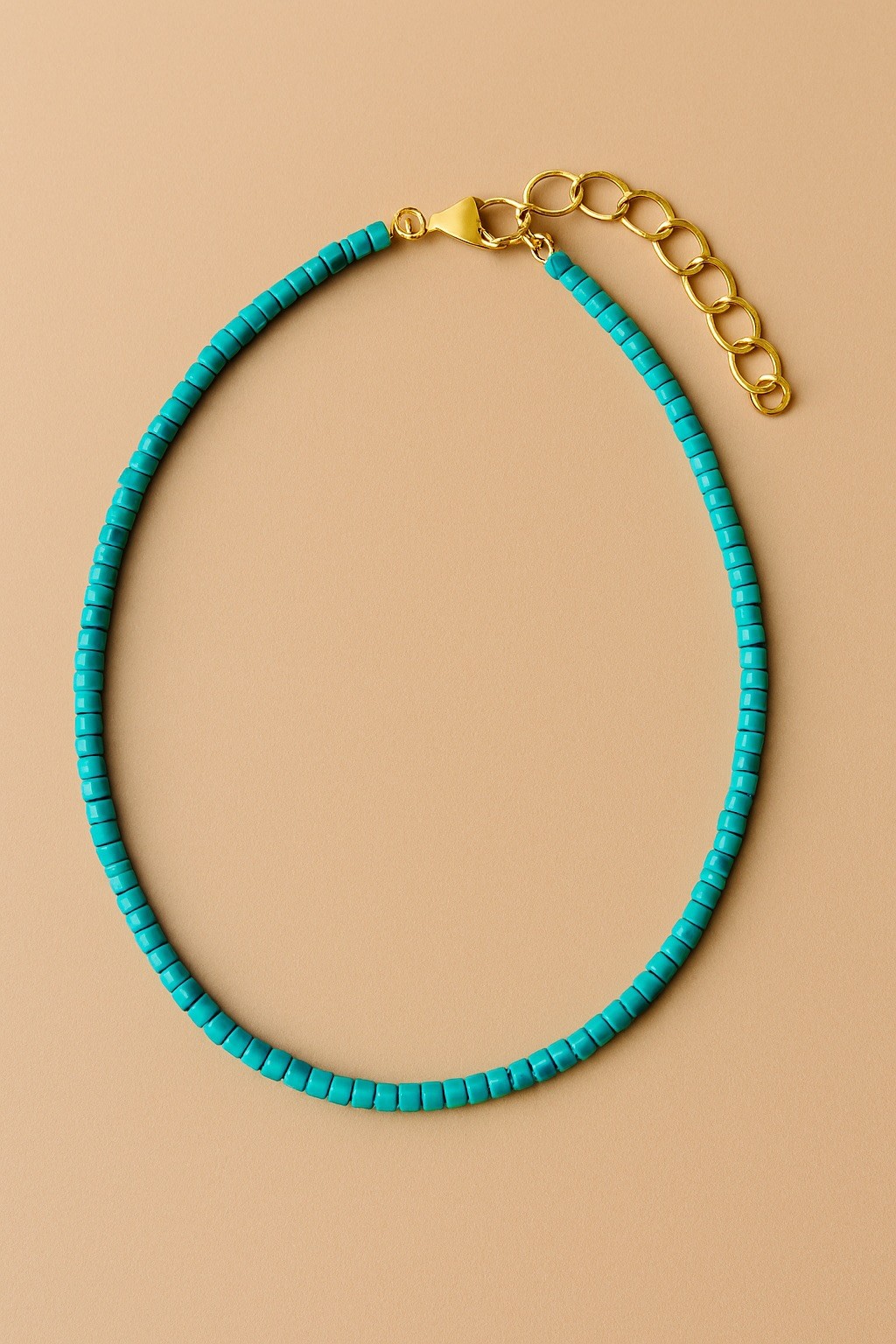 🌊 “TideGlow” Turquoise Beaded Necklace with Gold Lobster Clasp gift for him&her