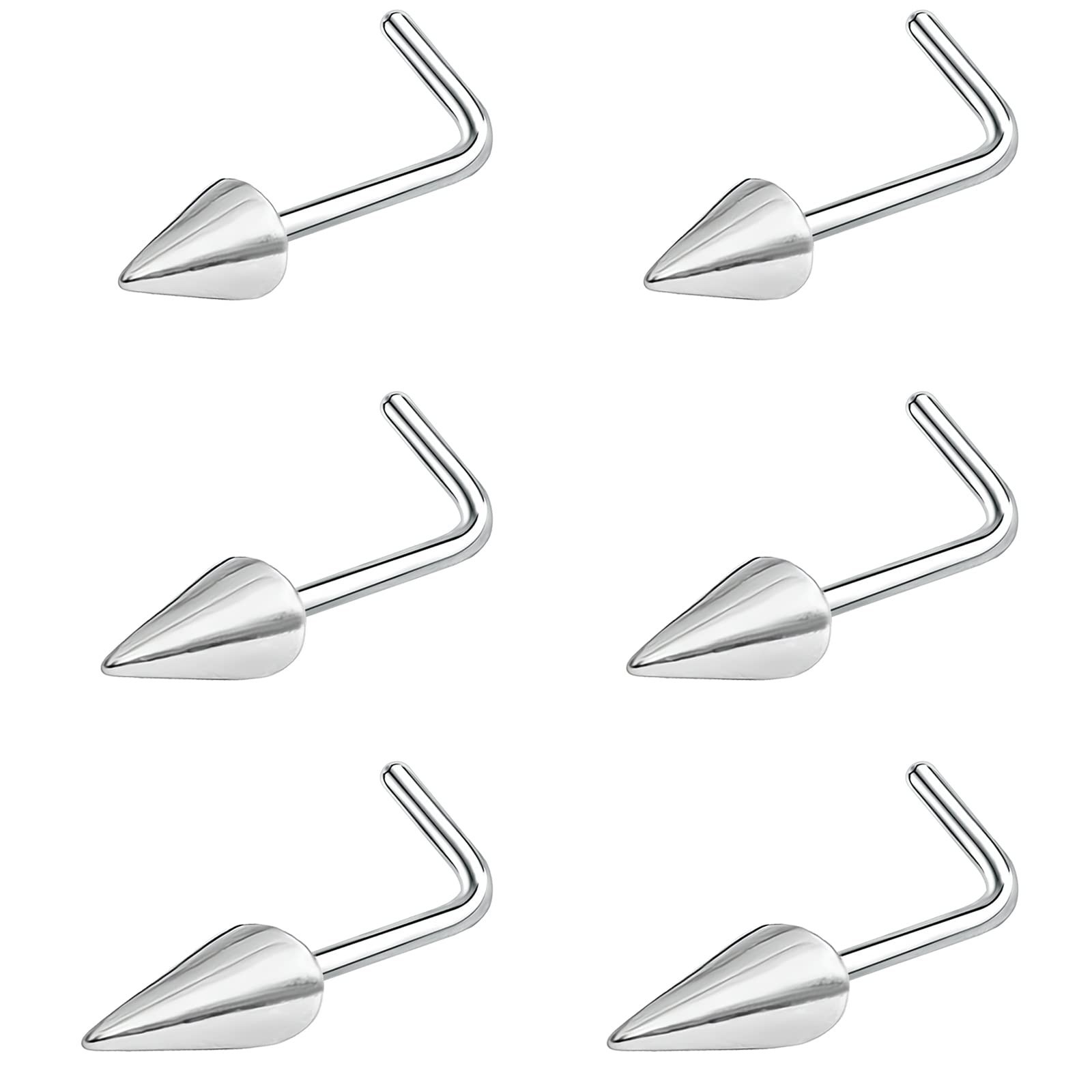 20G Spike Nose Studs Rings, Stainless Steel Spike Nostril Ring Stud, Black Ro…
