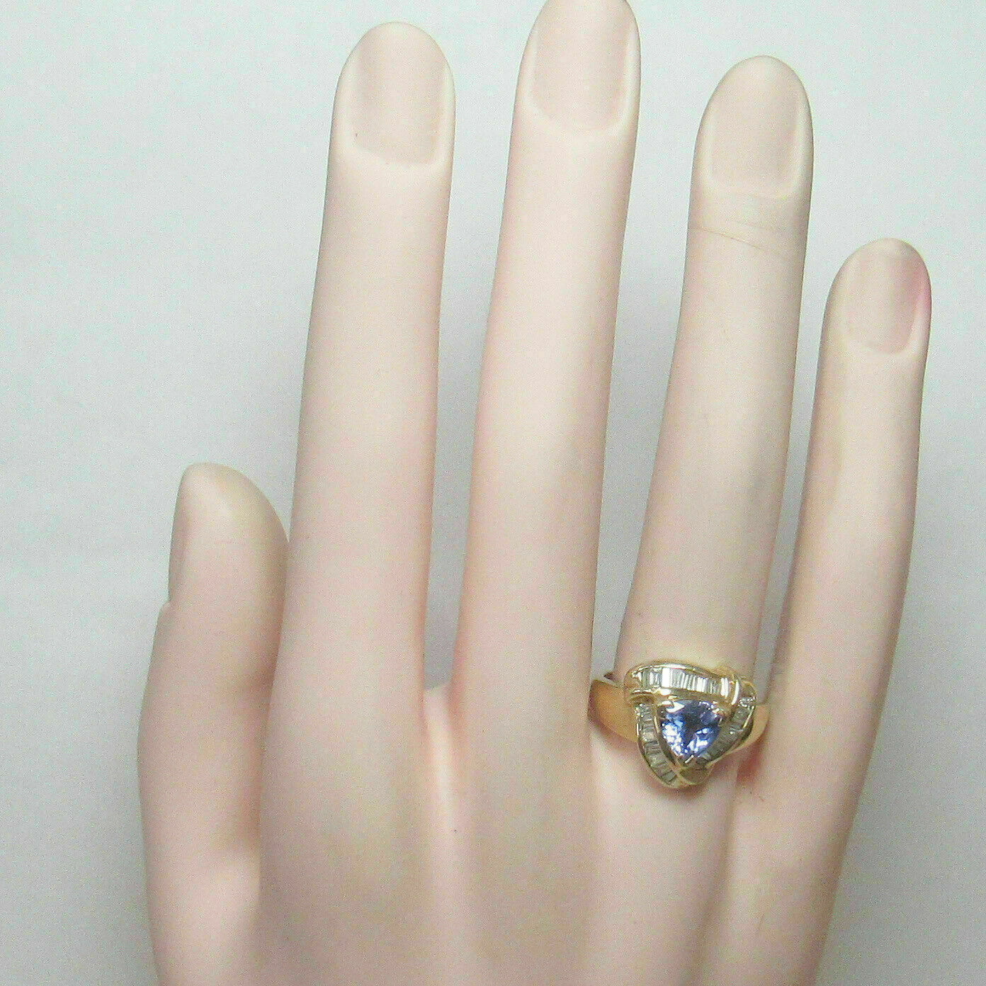 1.30CT Simulated Tanzanite 14K Yellow Gold Plated Silver Engagement Ring