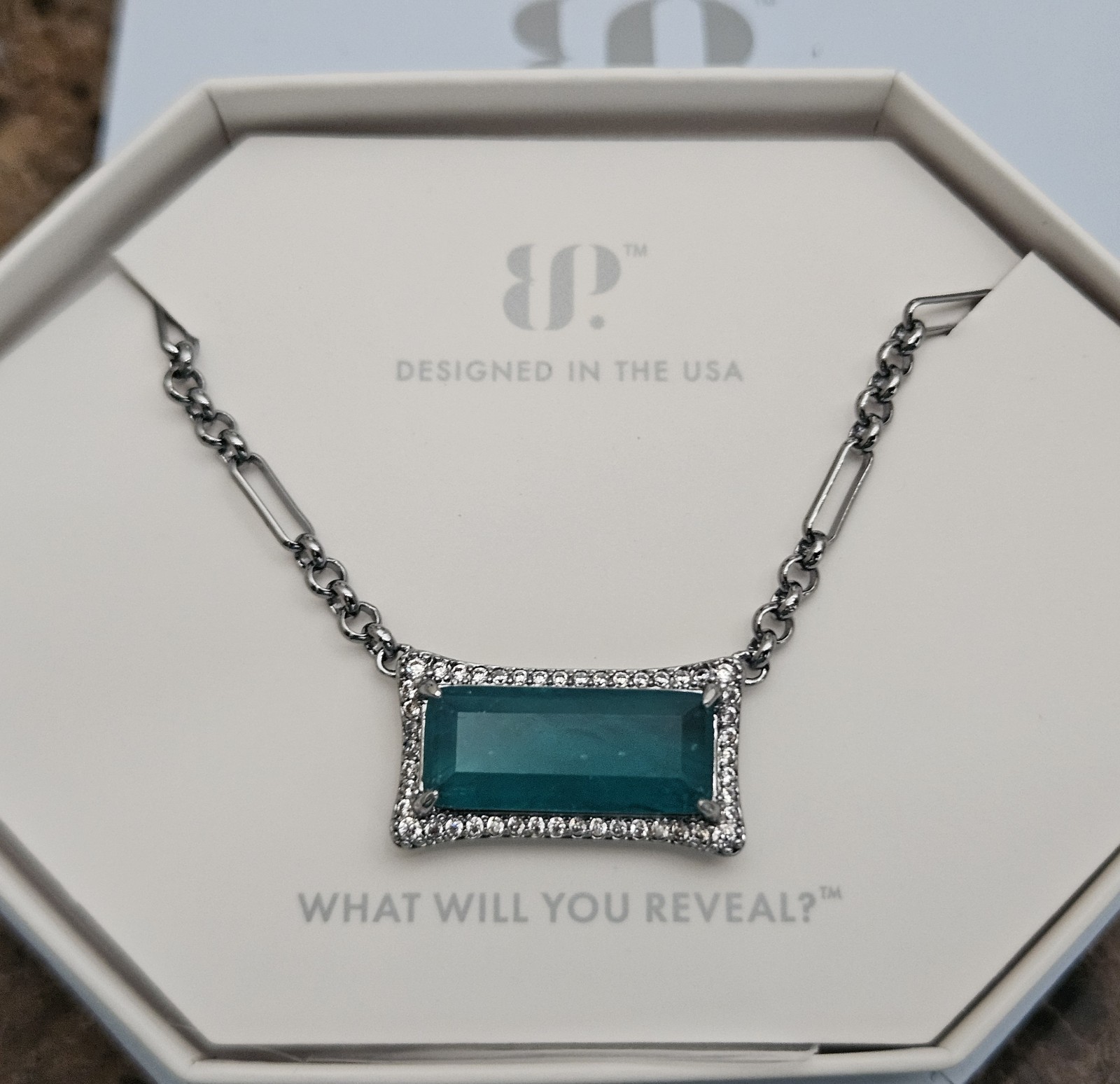 Bomb Party Paraiba Tourmaline On Hematite Necklace NEW NK23005