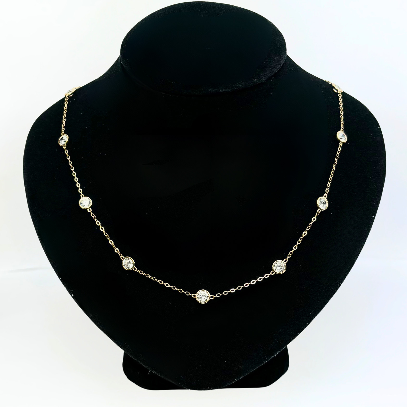 14k Gold Cubic Zirconia CZ by the yard 16” up to 42″ Necklace