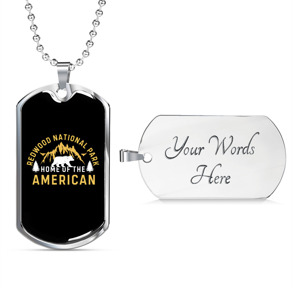 Camper Necklace Home of The American Necklace Stainless Steel or 18k Gold Dog T