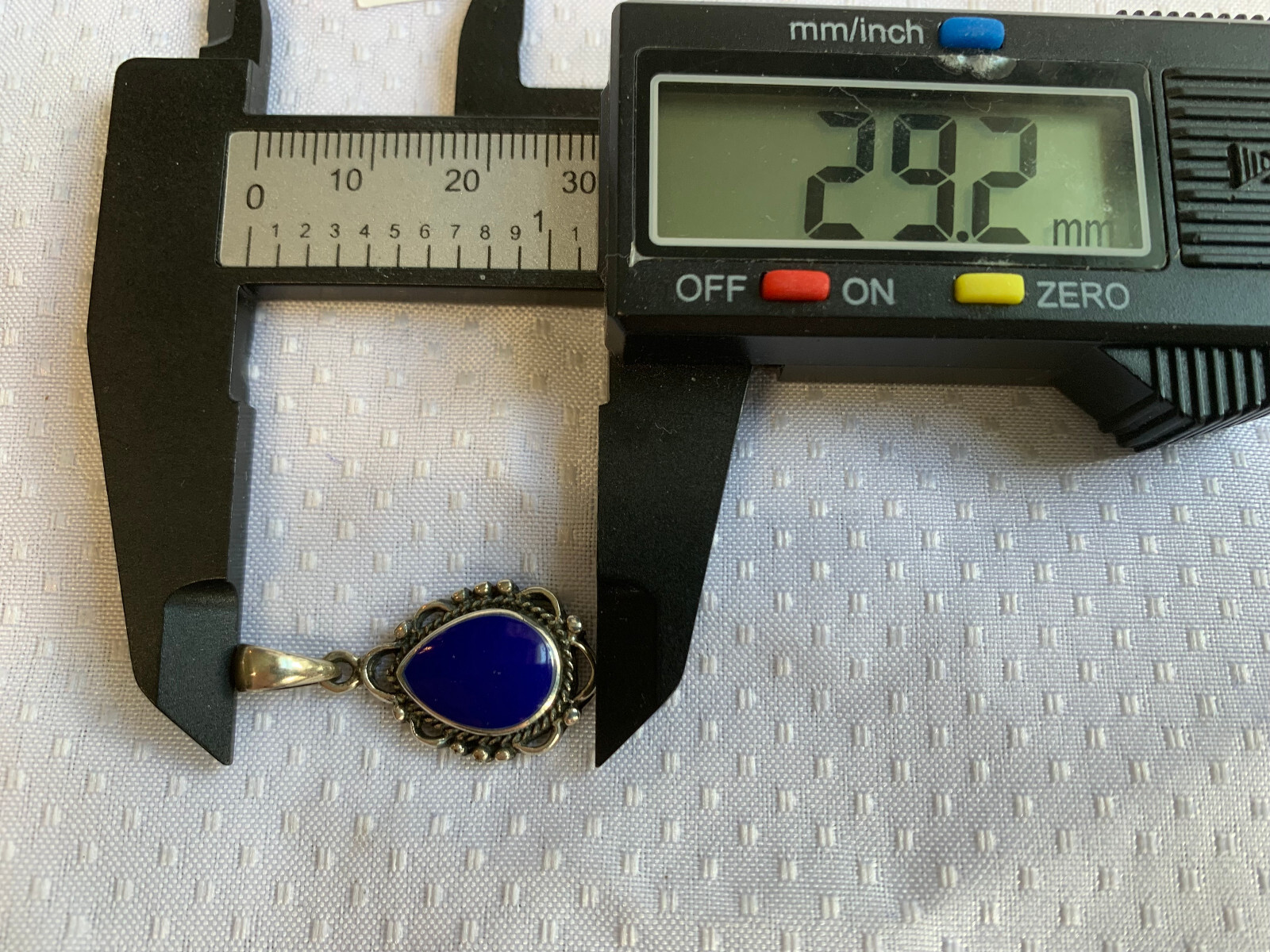 Sterling Silver Pendant 3.59g Fine Jewelry Blue Teardrop Color Stone Bezel