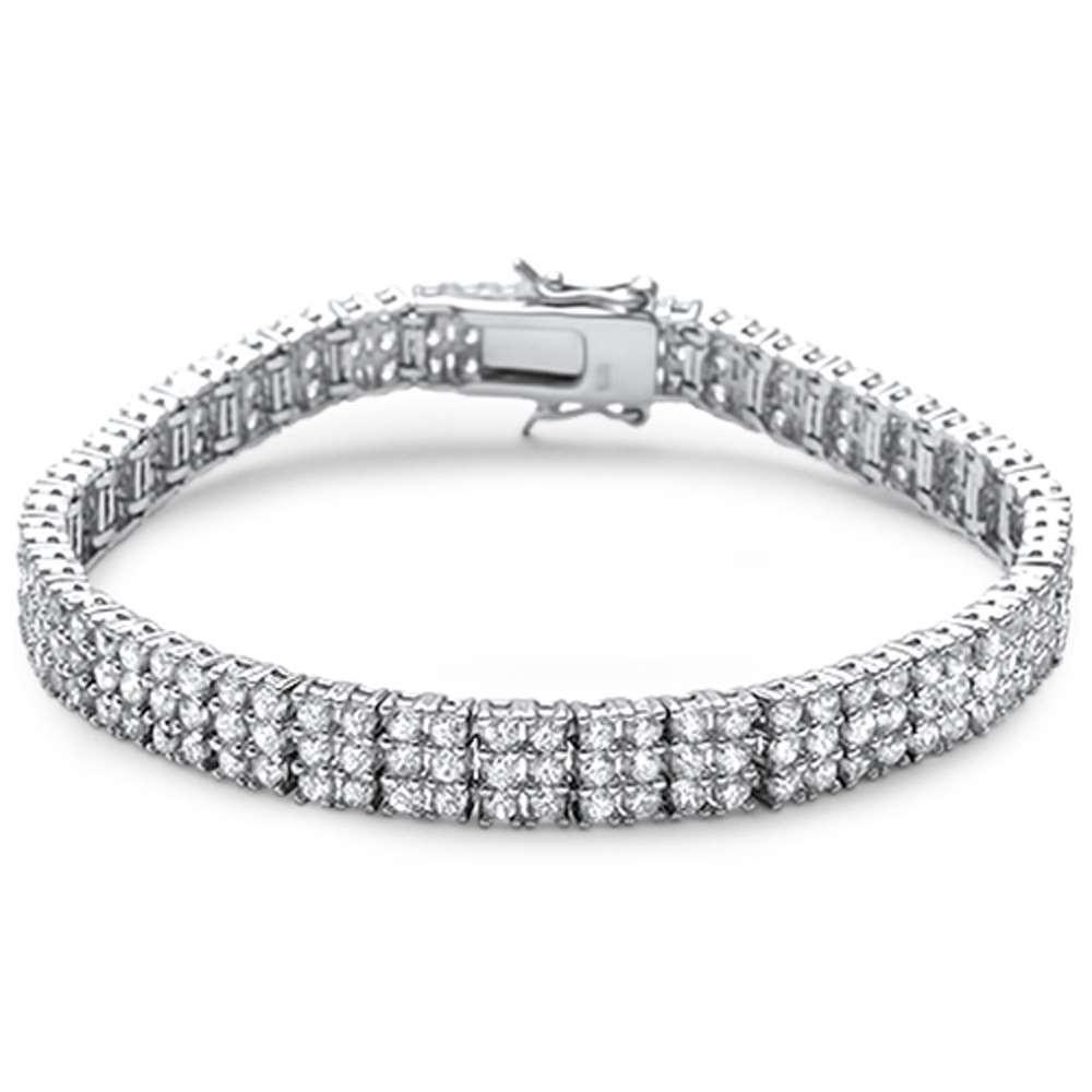 Elegant 7″ Triple Layer Tennis .925 Sterling Silver Tennis Bracelet