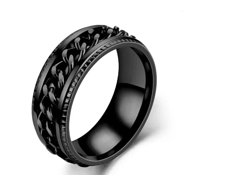 Finger Ring FIDGET Spinner Chain Fashion Stainless Steel Band Jewelry punk