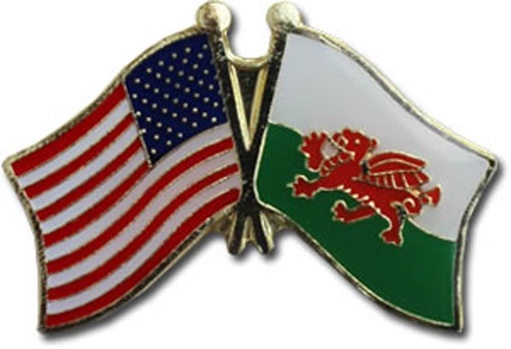 USA American Wales Friendship Flag Bike Motorcycle Hat Cap lapel Pin
