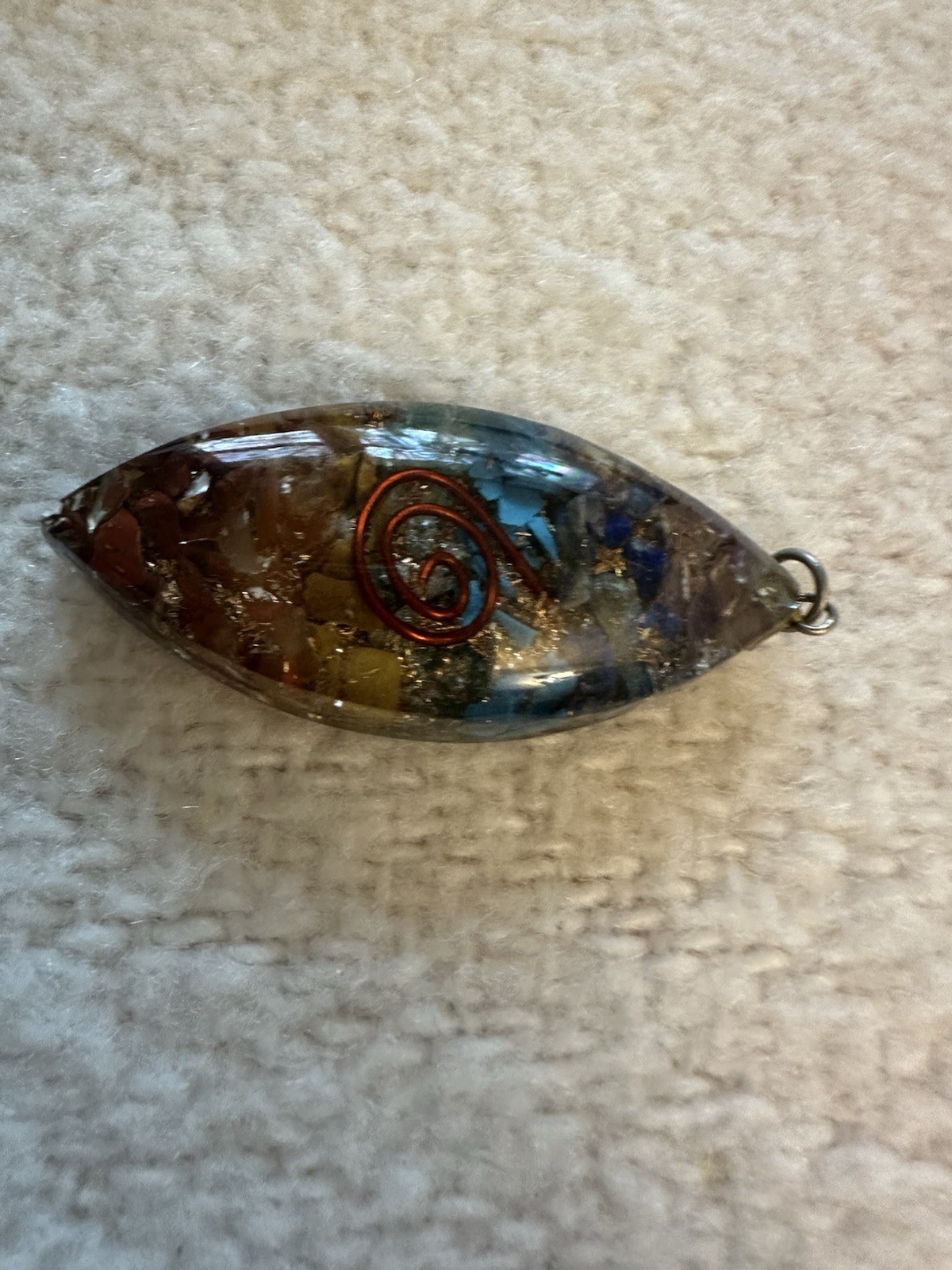 Orgonite Pendant Resin Crystal Metal Navette Shaped