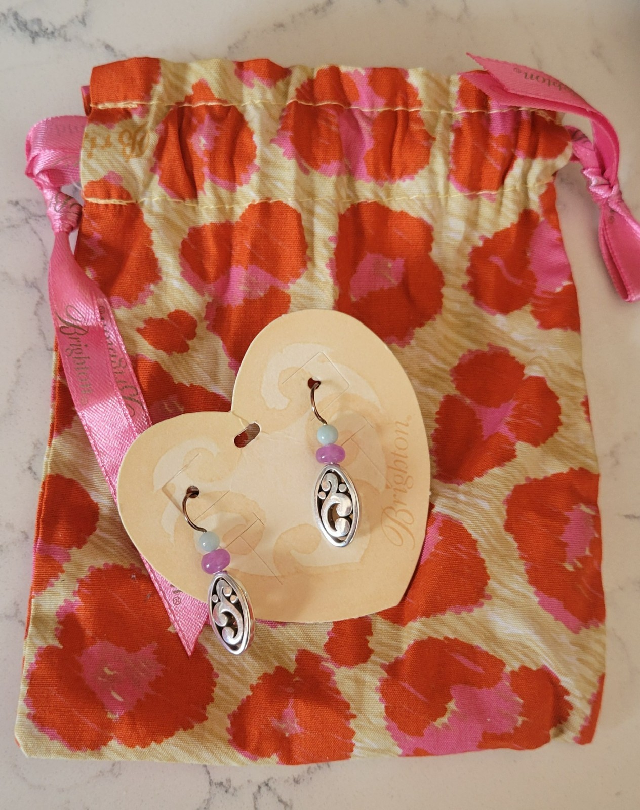 NWT Brighton CONTEMPO Splash French Wire Earrings & Pouch