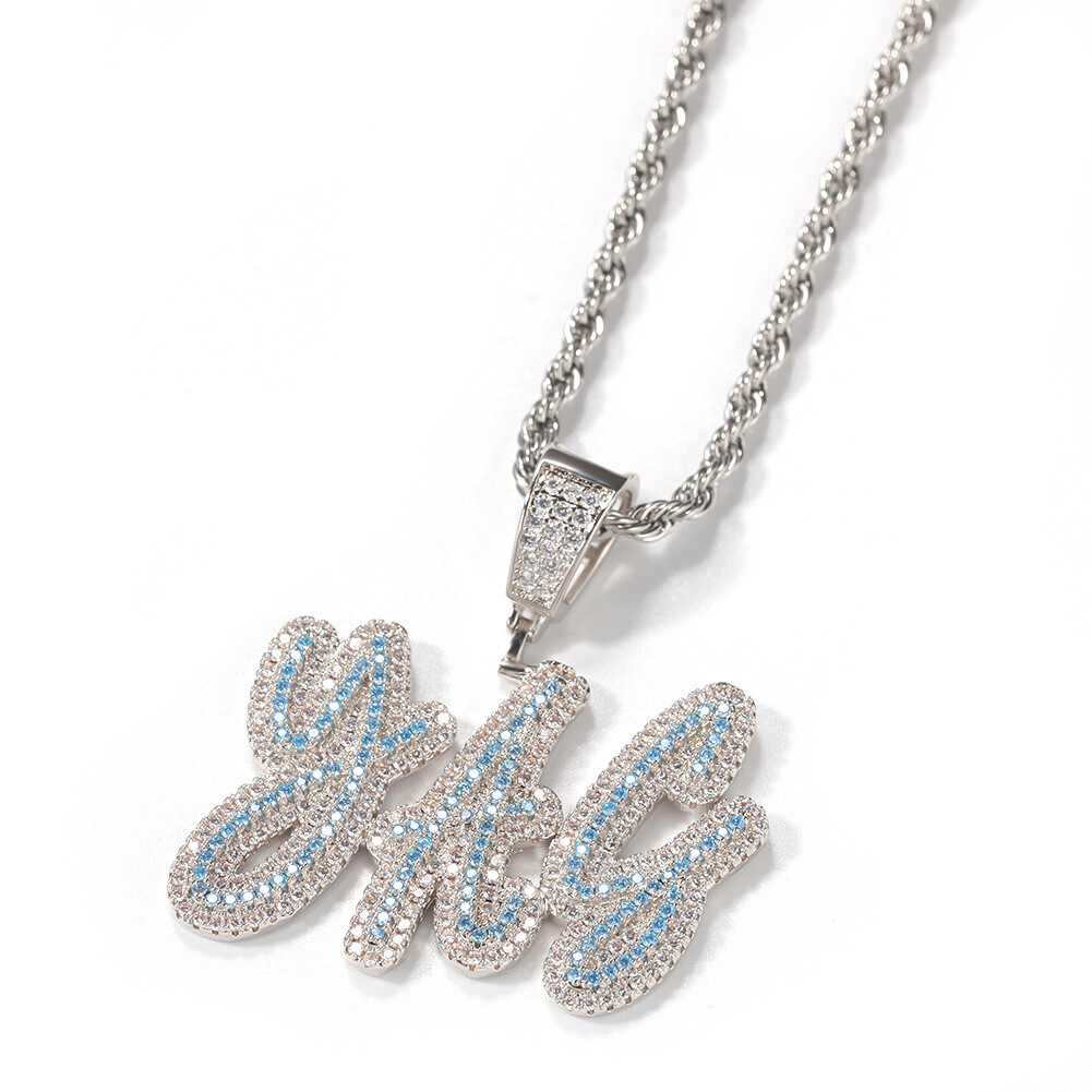 Hip Hop A-Z Custom Name Letters Pendant Necklaces Colorful Zircon Men Women Gift