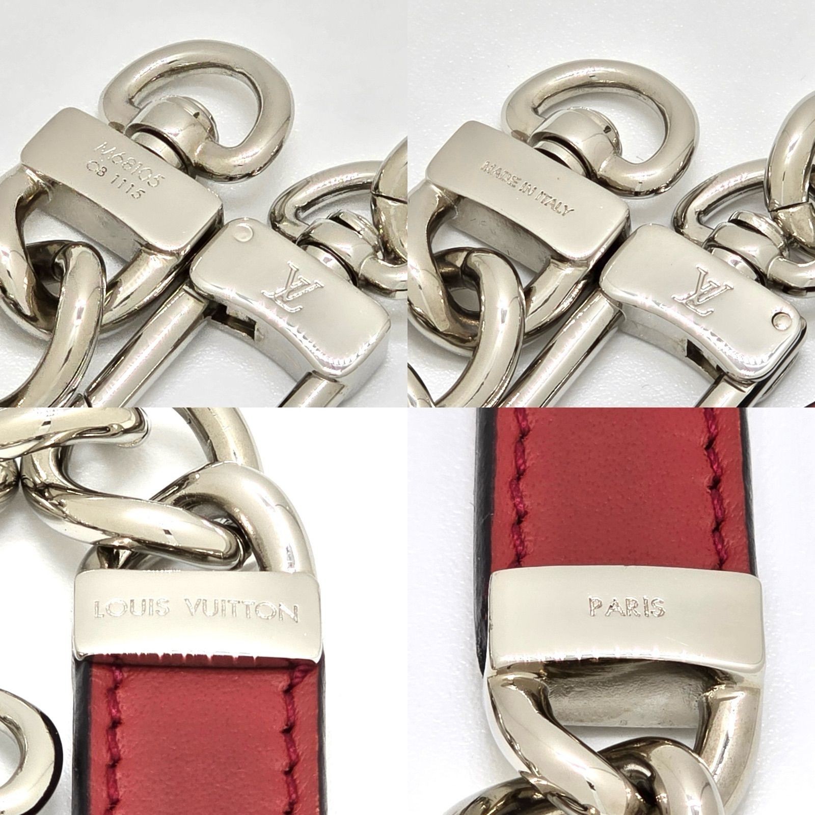 Louis Vuitton My LV Chain Bracelet Leather Red Silver M68105 Made in Italy